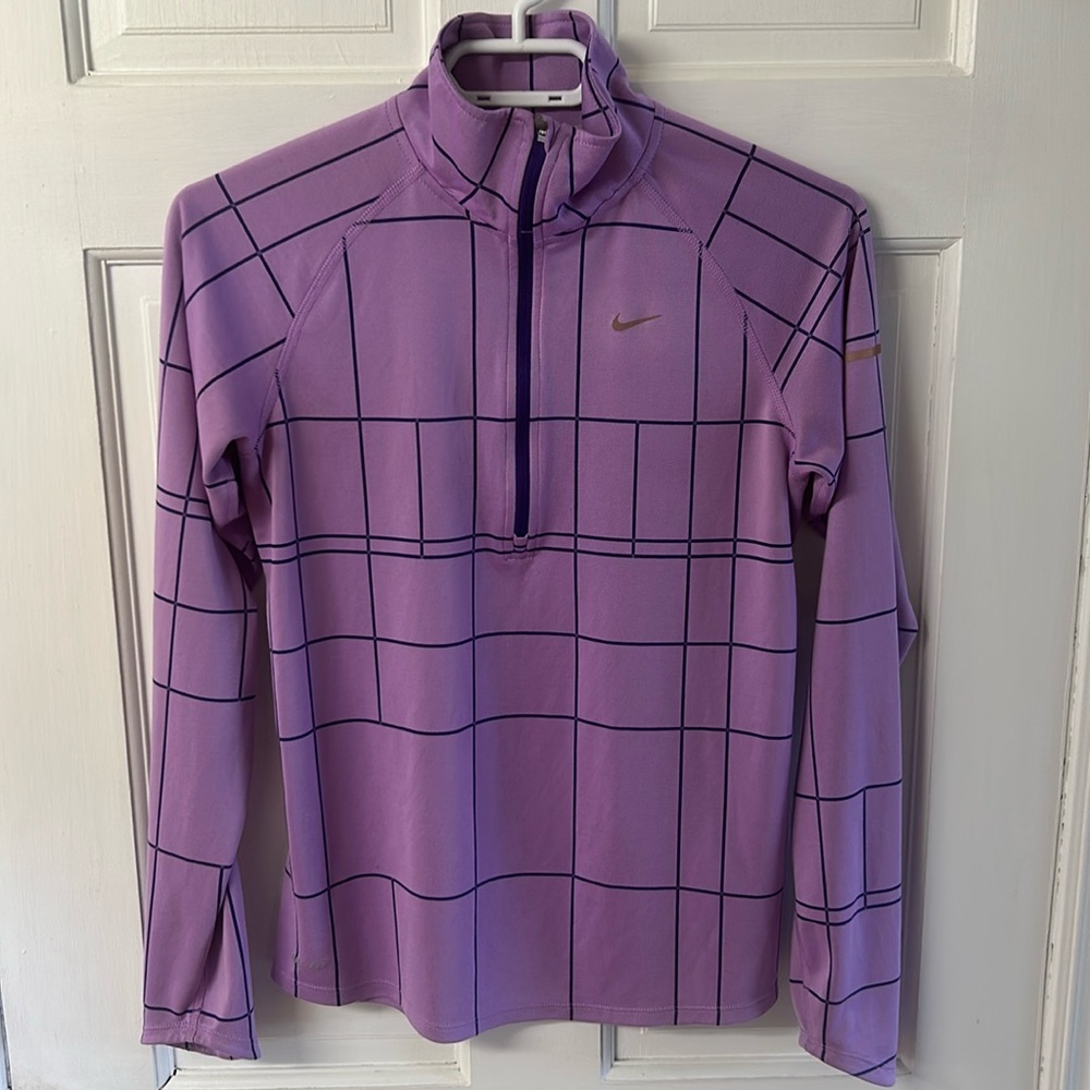 Nike Running DriFit purple long sleeve quarter zip running shirt women’s size M